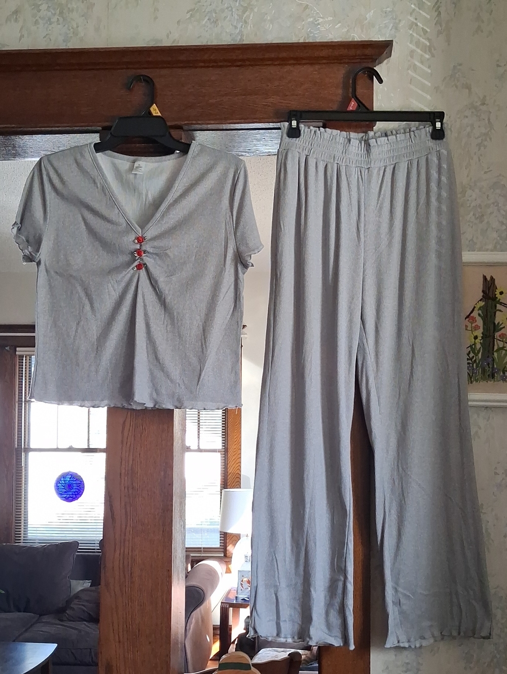 Women's Light Gray Two-Piece Pajama Set